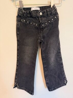 Zara Black Girls' Flare Jeans with Stud Trim